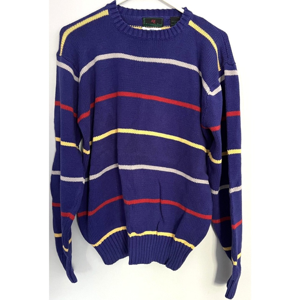 Vintage Abercrombie & Fitch Sweater Mens Medium Hogan Stripe Crewneck Cotton 90s